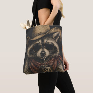 Bolsa Tote Presente para Amante de Guaxinim Vintage Western