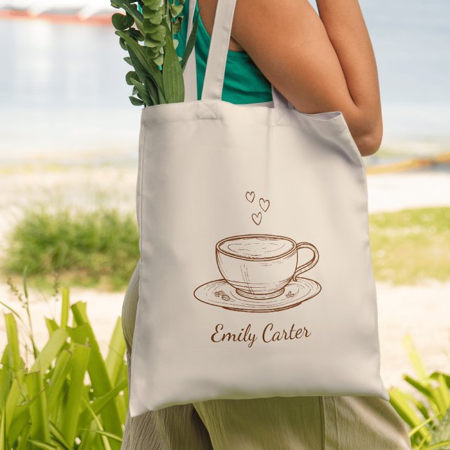Bolsa Tote Presente para Dama de Honra Amante de Café | Chá d (Criador carregado)