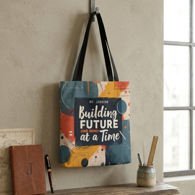 Bolsa Tote Presente para futuros professores no Abstrato Geom (Criador carregado)