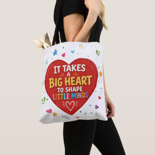 Bolsa Tote Presente para Professor Coração Grande Mentes Pequ