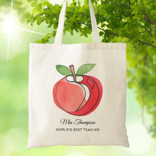 Bolsa Tote Presente para Professor Nome Personalizado Maçã Aq