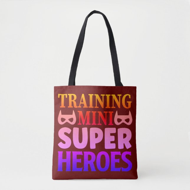 Bolsa Tote Presente para Professores Treinando Mini Heróis da (Frente)
