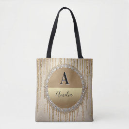 Bolsa Tote Presente Personalizado com Monograma a Ouro para C