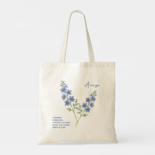 Bolsa Tote Presente Personalizado com Nome e Flor do Mês de J