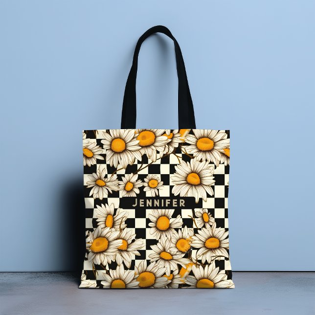 Bolsa Tote Presente Personalizado com Nome Xadrez de Margarid (Criador carregado)