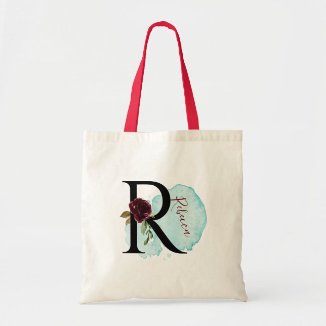 Bolsa Tote Presente Personalizado de Chá de panela Floral R B (Frente)