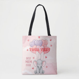 Bolsa Tote Presente Personalizado de Elefante Fofo com Texto