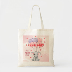 Bolsa Tote Presente Personalizado de Elefante Fofo com Texto