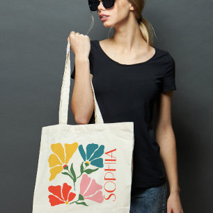 Bolsa Tote Presente Personalizado de Flor Funky Retro