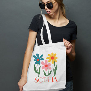 Bolsa Tote Presente Personalizado de Flor Funky Retro