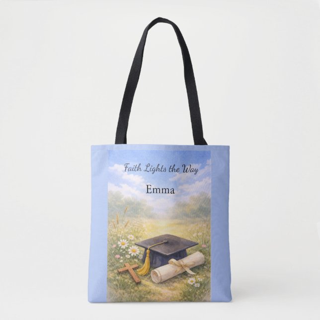 Bolsa Tote Presente Personalizado de Graduação Cristã para Fi (Frente)