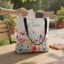Bolsa Tote Presente Personalizado de Nome de Flor Silvestre C