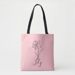 Bolsa Tote Presente Personalizado Flor de Nascimento Narciso
