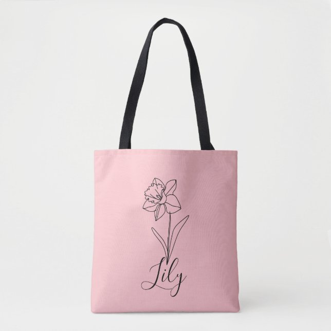 Bolsa Tote Presente Personalizado Flor de Nascimento Narciso  (Frente)