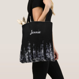 Bolsa Tote Presente personalizado monograma de brilho pratead