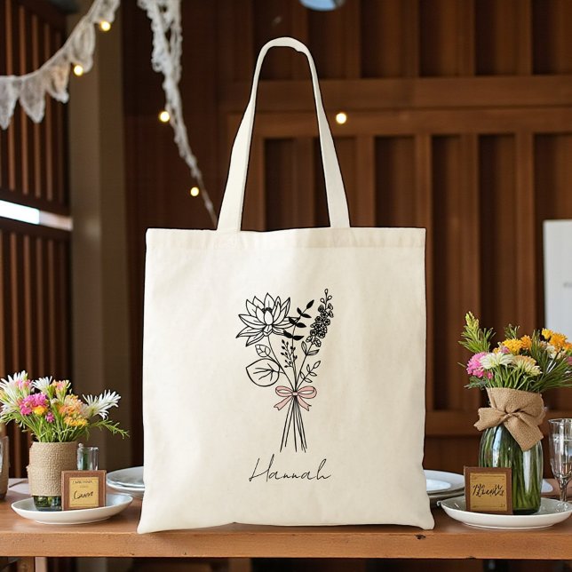 Bolsa Tote Presente Personalizado Para Arco Rosa Floral Bride (Criador carregado)