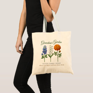 Bolsa Tote Presente Personalizado para Avó Crochê Flores de N