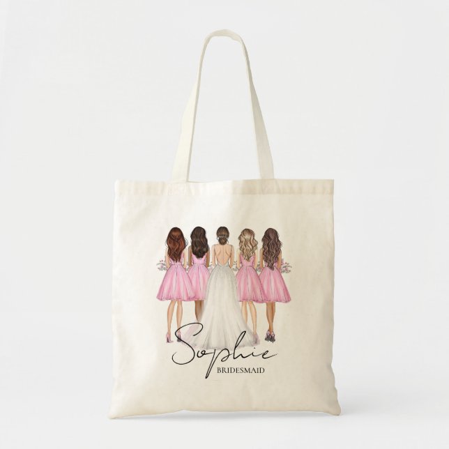Bolsa Tote Presente Personalizado para Damas de Honra com Nom (Frente)