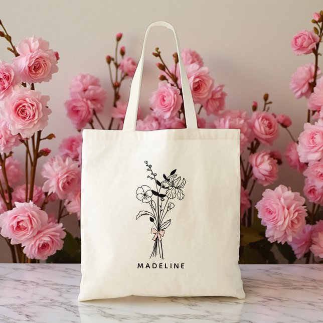 Bolsa Tote Presente Personalizado para Damas de Honra Laço Ro (Criador carregado)
