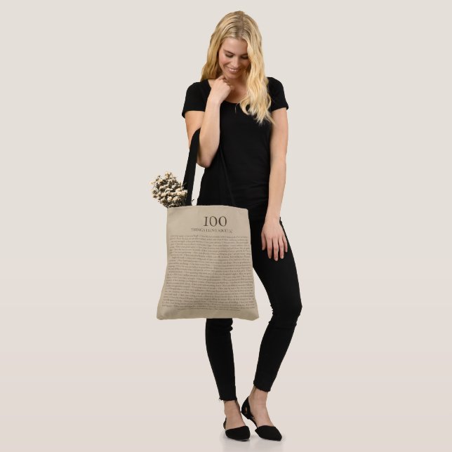 Bolsa Tote Presente Personalizável 100 Coisas que Eu Amo em V (No(a) Modelo)