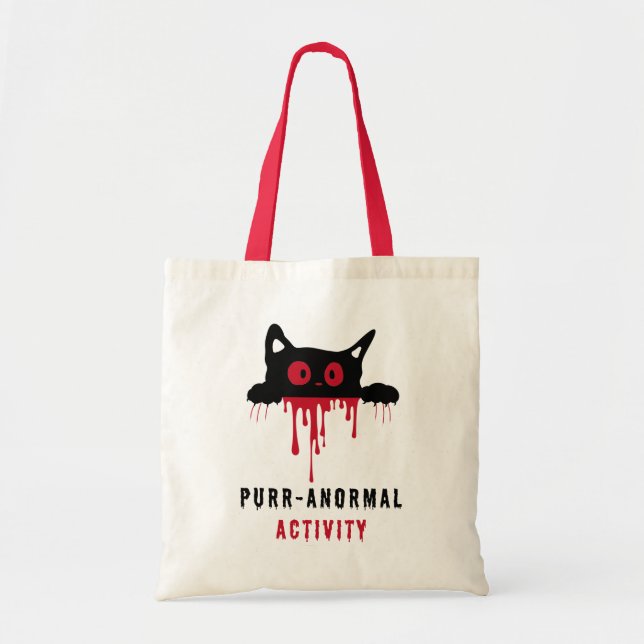 Bolsa Tote Presente Preto para Gato e Sangue Vermelho Puro-an (Frente)