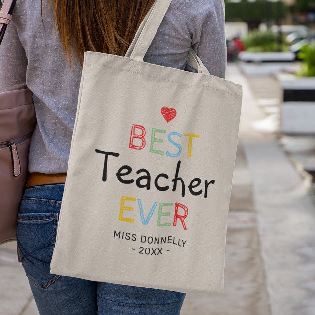 Bolsa Tote Presente PTA bonito | Melhor Professora Do Mundo (Criador carregado)