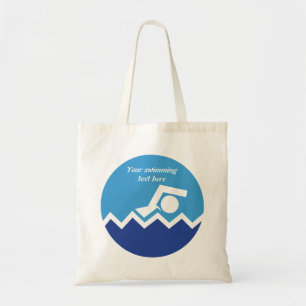 Bolsa Tote Presentes da natação, nadador em um costume azul