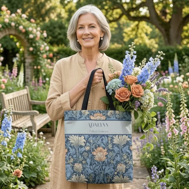 Bolsa Tote Presentes de Aposentadoria de Flores Retro Elegant (Graceful Retro Flowers Retirement Gifts for Mom Tote Bag)