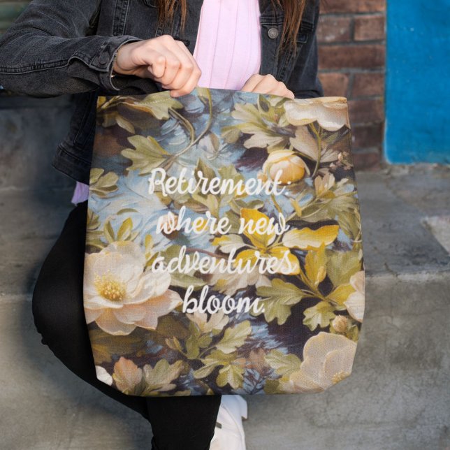 Bolsa Tote Presentes de aposentadoria personalizados de russo (Rustic Blooms Custom Retirement Gifts for Her)