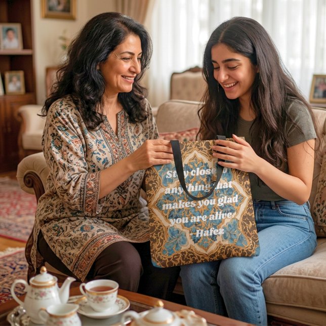 Bolsa Tote Presentes de Arte Persa Khatam Marquetry com Texto (Custom Text Khatam Marquetry Persian Art Gifts Tote Bag)