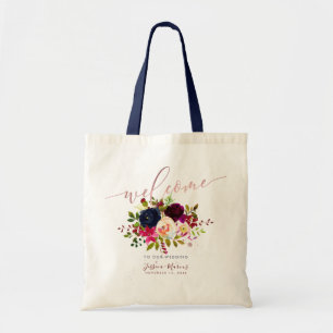 Bolsa Tote Presentes de Boas-Vindas com Flores de Aquarela Bo