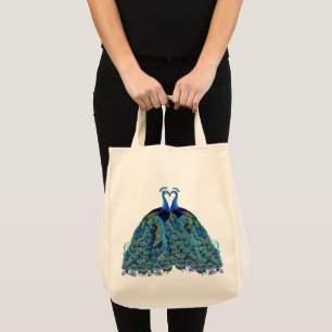 Bolsa Tote Presentes de Casamento Pavões Antigos Beijando