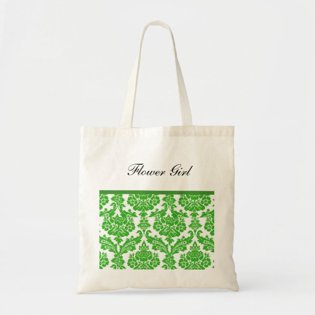 Bolsa Tote presentes de casamento tema damasco verde (Frente)