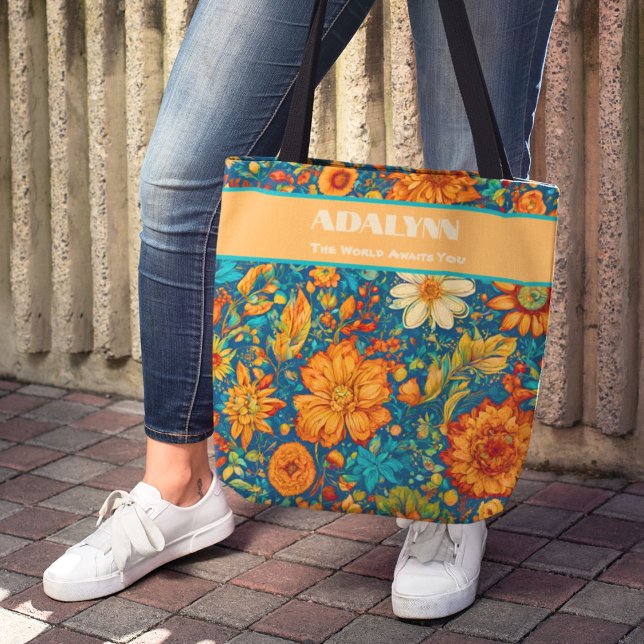 Bolsa Tote Presentes de Graduação de Pintura Retroativa para  (Retro Painting Graduation Gifts for Granddaughter)