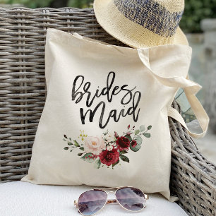 Bolsa Tote Presentes de madrinha florais Bege Borgonha