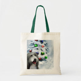 Bolsa Tote Presentes de Natal Collie
