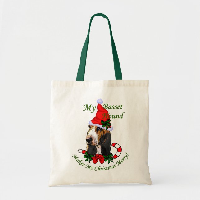 Bolsa Tote Presentes de Natal de Caça-Basset (Frente)