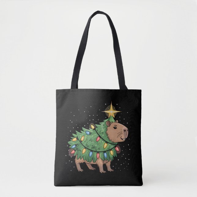 Bolsa Tote Presentes de Natal de Capivara Capivara Árvore de  (Frente)