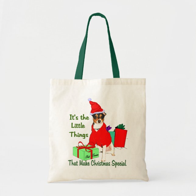 Bolsa Tote Presentes de Natal de Rat Terrier (Frente)