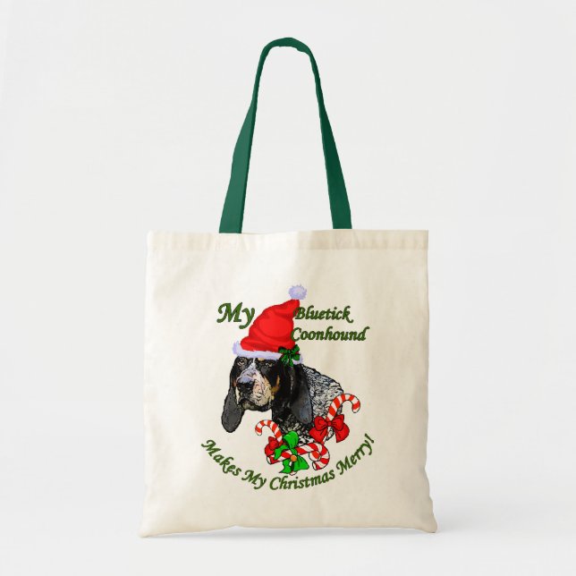 Bolsa Tote Presentes de Natal do Bluetick Coonhound (Frente)