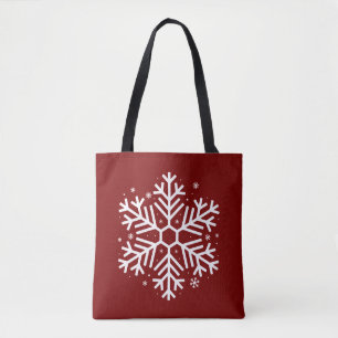 Bolsa Tote Presentes de Natal Flocos de Neve Inverno Família