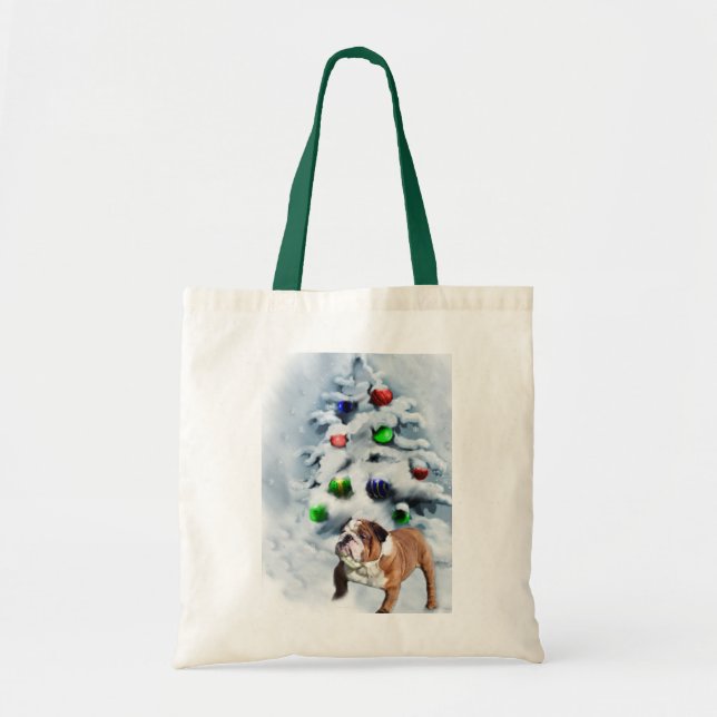 Bolsa Tote Presentes de Natal para Bulldog Inglês (Frente)