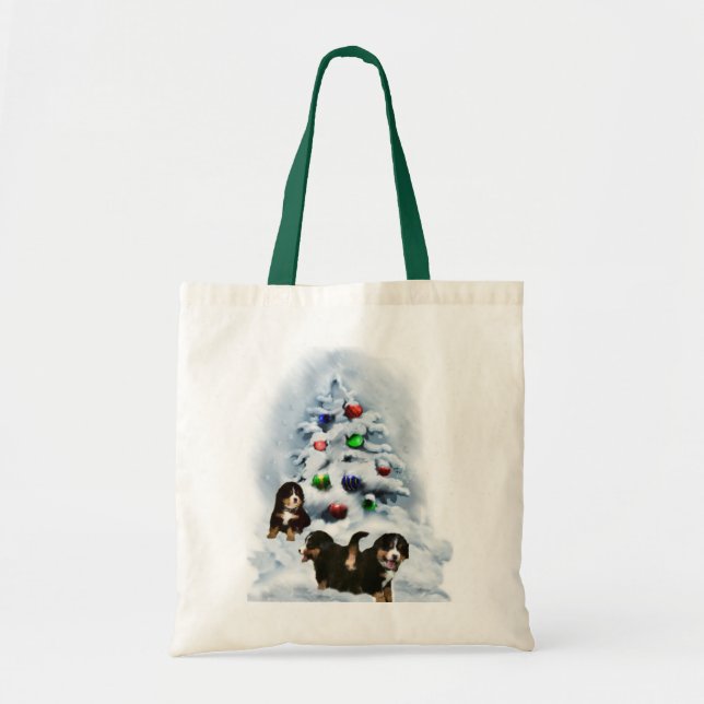 Bolsa Tote Presentes de Natal para Cachorros de Montanha Bern (Frente)