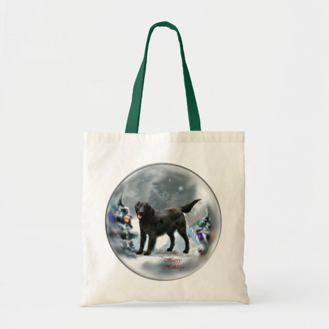 Bolsa Tote Presentes de Natal para Retriever Revestidos Plano (Frente)