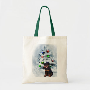 Bolsa Tote Presentes de Natal Rottweiler