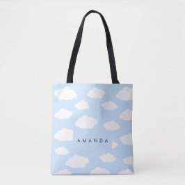 Bolsa Tote Presentes de Nuvem Azul Menino e Cinza de Monogram