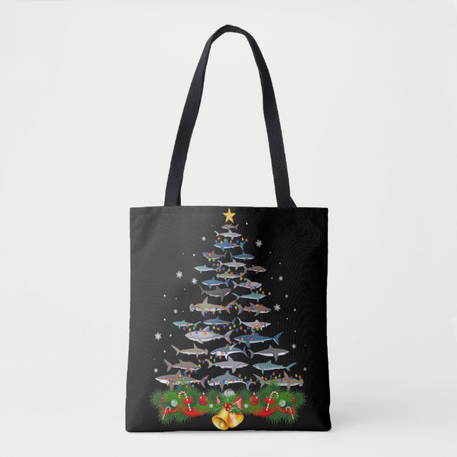 Bolsa Tote Presentes De Tubarões De Natal De Tubarão (Frente)