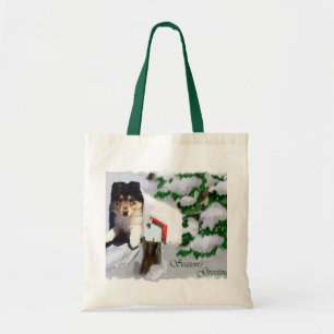Bolsa Tote Presentes do Natal do filhote de cachorro do