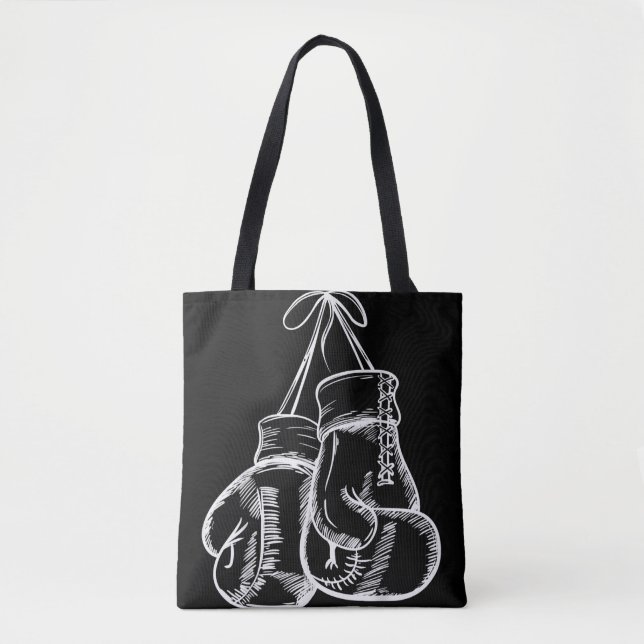 Bolsa Tote Presentes Luvas de Boxe Brancas Retro Amor Present (Frente)