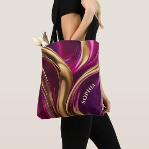 Bolsa Tote Presentes modernos para Her-Fuchsia Roxo e Dourado
